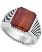 Esquire Men's Jewelry Red Tiger's Eye (14 X 12mm) Ring In Sterling Silver, Only At Macy's