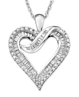 Diamond Necklace, 14k White Gold Diamond Heart (1/2 Ct. T.w.)