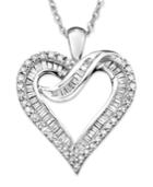 Diamond Necklace, 14k White Gold Diamond Heart (1/2 Ct. T.w.)