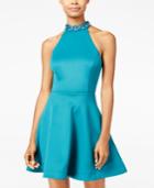 Teeze Me Juniors' Embellished Scuba Fit & Flare Dress