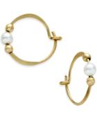 Jody Coyote 12k Gold-filled Imitation Pearl Beaded Hoop Earrings