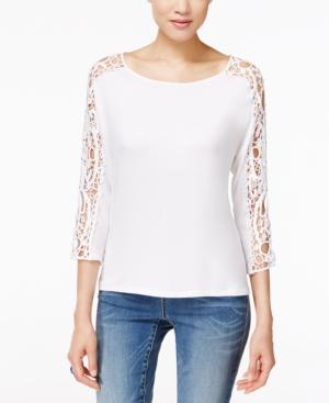 Inc International Concepts Crocheted-sleeve Top, Only At Macy's