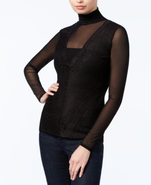 Guess Riva Mesh Turtleneck Top