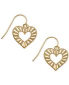 Heart Dangle Earrings In 10k Gold