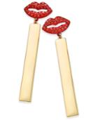 Thalia Sodi Red Pave Lip Gold-tone Drop Earrings, Only At Macy's