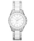 Dkny Watch, Women's White Ceramic And Stainless Steel Bracelet 32mm Ny8818