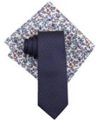 Tallia Men's Alex Dot Tie And Floral Pocket Square Set
