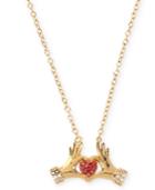 Betsey Johnson Gold-tone Hands-and-heart Pendant Necklace