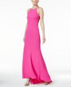 Calvin Klein Lattice-trim Halter Gown