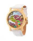 Bertha Quartz Chelsea Collection Gold And White Leather Watch 38mm