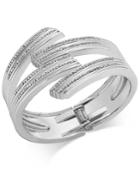 Inc International Concepts Silver-tone Pave Crystal Hinged Bangle Bracelet, Only At Macy's
