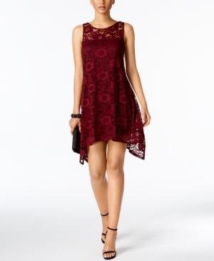 Robbie Bee Petite Lace Handkerchief-hem Dress
