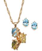 Charter Club Gold-tone Multi-stone Wrapped Pendant Necklace & Stud Earrings