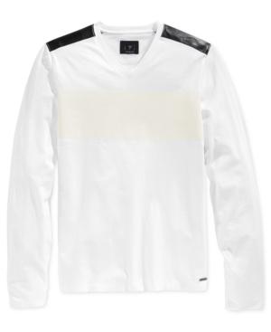 Guess Men's Stream Textureblocked Long-sleeve V-neck T-shirt