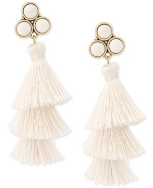 Lucky Brand Gold-tone Stone & Tiered Tassel Drop Earrings, Created For Macy's