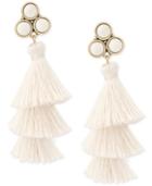 Lucky Brand Gold-tone Stone & Tiered Tassel Drop Earrings, Created For Macy's