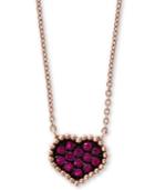 Effy Certified Ruby (1/8 Ct. T.w.) Heart 16 Pendant Necklace In 14k Rose Gold