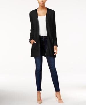 Charter Club Faux-leather-trim Cardigan, Only At Macy's