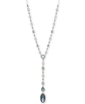 Jenny Packham Silver-tone Pave & Stone Lariat Necklace, 28 + 2 Extender