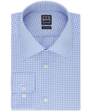 Ike Behar Cadet Blue Woven Textured Gingham Dress Shirt