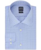 Ike Behar Cadet Blue Woven Textured Gingham Dress Shirt