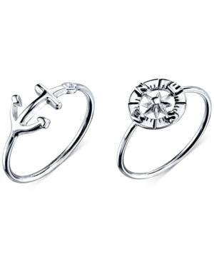 Unwritten Anchor And Compass Ring Set In Sterling Silver