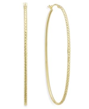 Diamond-cut Oval Hoop Earrings In 14k Gold Vermeil, 60mm