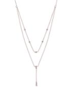 Diamond Bezel Layered 18 Lariat Necklace (1/4 Ct. T.w.) In 14k Rose Gold