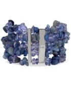 Kenneth Cole New York Silver-tone Blue Chip Beaded Multi-row Stretch Bracelet