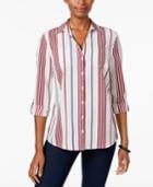 Charter Club Petite Striped Shirt, Created For Macy's