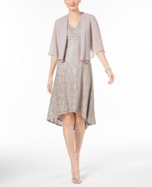 Sl Fashions Sequined Lace Dress & Chiffon Jacket