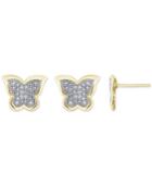 Diamond Accent Butterfly Stud Earrings In 10k White, Yellow Or Rose Gold