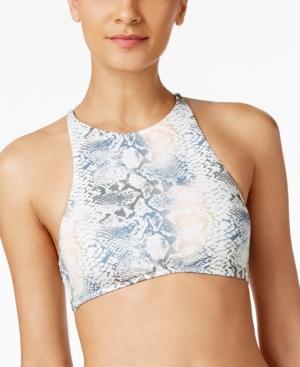 Roxy Strappy Love Snakeskin-print High-neck Bikini Crop Top Women's Swimsuit