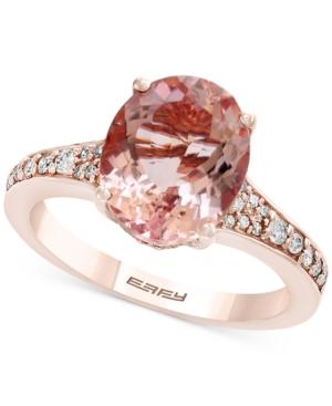 Gemstone Bridal By Effy Morganite (3-1/5 Ct. T.w.) & Diamond (1/4 Ct. T.w.) Ring In 18k Rose Gold