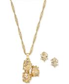 Charter Club Gold-tone Triple-stone Wrap Pendant Necklace & Stud Earrings