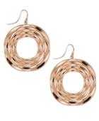 Sis By Simone I Smith Destiny Circle Drop Earrings In 18k Rose Gold Over Sterling Silver