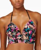 Hula Honey Tropical Splash Printed Push-up Halter Bikini Top Women's Swimsuit