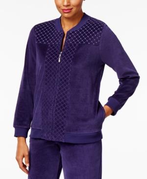 Alfred Dunner Embellished Velour Track Jacket