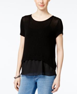 Bar Iii Short-sleeve Contrast Top, Only At Macy's
