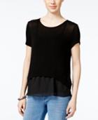 Bar Iii Short-sleeve Contrast Top, Only At Macy's