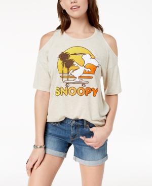 Mighty Fine Juniors' Cold-shoulder Snoopy Graphic T-shirt
