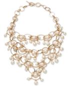 Carolee Gold-tone Imitation Pearl & Pave Statement Necklace