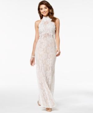 City Studios Juniors' Embellished Lace Illusion Gown, A Macy's Exclusive Style