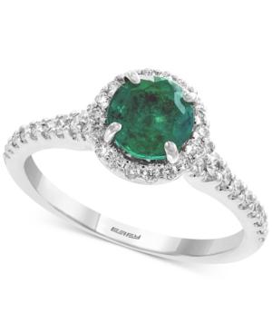 Gemstone Bridal By Effy Emerald (1 Ct. T.w.) & Diamond (1/3 Ct. T.w.) Ring In 18k White Gold