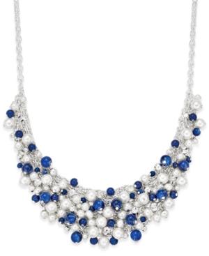 Charter Club Silver-tone Blue Shaky Bead Collar Necklace, Only At Macy's