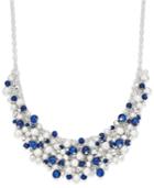 Charter Club Silver-tone Blue Shaky Bead Collar Necklace, Only At Macy's