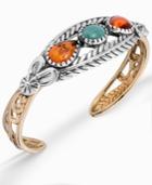 American West Two-tone Amber And Turquoise Cuff Bracelet