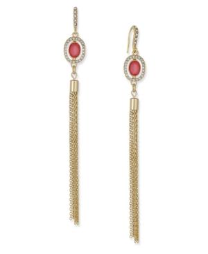 Inc International Concepts Gold-tone Pink Stone Tassel Drop Earrings, Only At Macy's