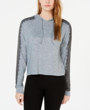 Ultra Flirt By Ikeddi Juniors' Lace-trimmed Marled Hoodie