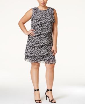 Jessica Howard Plus Size Printed Tiered Sheath Dress